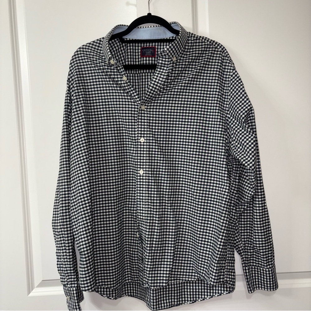UNTUCKit Men’s Wrinkle Free Gingham Plaid Button Down Shirt Size XL 100% Cotton